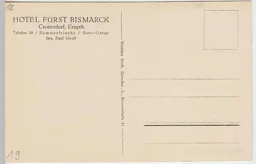 (34732) AK Crottendorf i. Erz., Hotel Fürst Bismarck, vor 1945