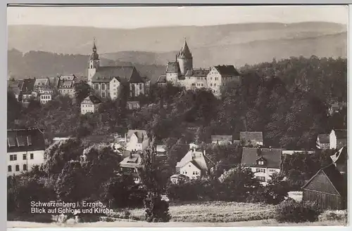 (34037) Foto AK Schwarzenberg (Erz.), Blick auf Schloss und Kirche, 1939