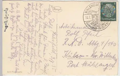 (34026) Foto AK Rehefeld (Erzgebirge), Jagdschloß, Sonderstempel 1935