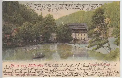 (33081) AK Gruss aus Mittweida, Lauenheiner Mühle, 1903