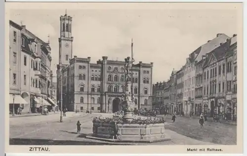 (2962) AK Zittau, Markt, Rathaus, vor 1945