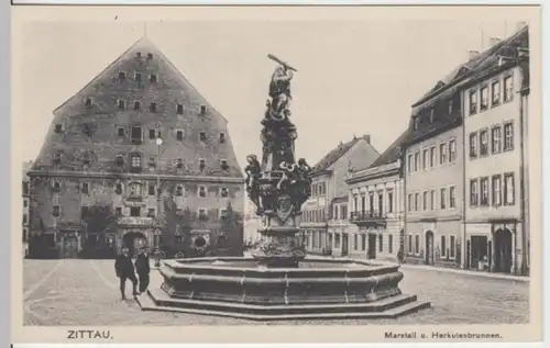 (2961) AK Zittau, Marstall, Herkulesbrunnen, vor 1945