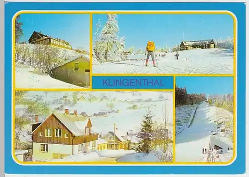 (27092) AK Klingenthal im Winter, Mehrbildkarte, Schanze 1987