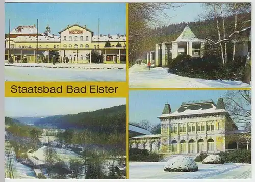 (25253) AK Bad Elster, Mehrbildkarte, Moritzquelle, Kurhaus 1989