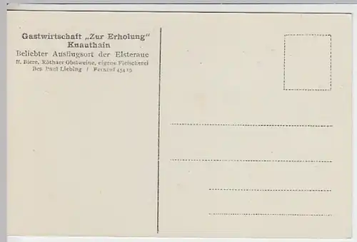 (24606) AK Knauthain, Gastwirtschaft Zur Erholung, Inneres, vor 1945