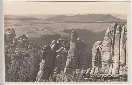 (20116) Foto AK Sächs. Schweiz, Türme am Schrammtor, vor 1945