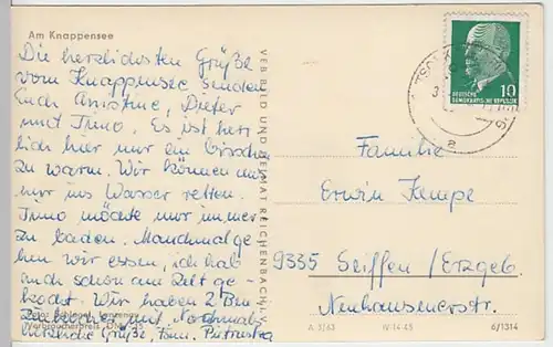 (18655) Foto AK Knappenrode, Boote am Knappensee 1963