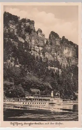 (16443) Foto AK Sächs. Schweiz, Bastei mit Dampfer "Dresden", vor 1945
