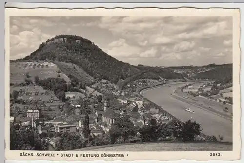 (16199) Foto AK Königstein, Sä. Schweiz, Stadt u. Festung, Feldpost 1943