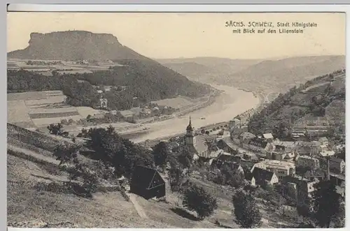 (16190) AK Sächs. Schweiz, Stadt Königstein mit Lilienstein 1912