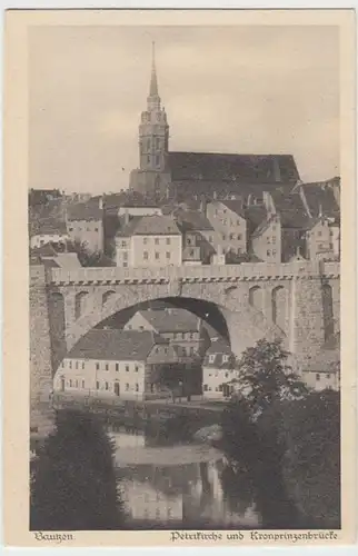 (16158) AK Bautzen, Petrikirche, Kronprinzenbrücke, vor 1945