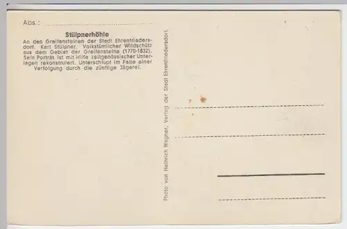 (15420) AK Ehrenfriedersdorf, Stülpnerhöhle, Greifensteine, vor 1945