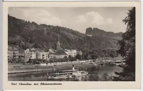 (14311) Foto AK Bad Schandau, Raddampfer, Schrammsteine 1956