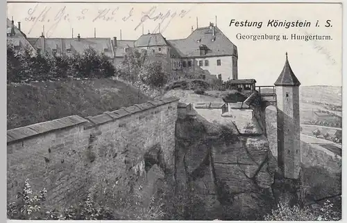 (115881) AK Festung Königstein i.Sa., Georgenburg u. Hungerturm 1916