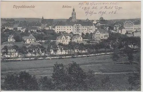 (115876) AK Dippoldiswalde, Ansicht m. Schloss 1916