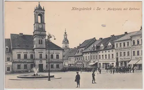 (115869) AK Königsbrück i.Sa., Marktplatz m. Rathaus 1915