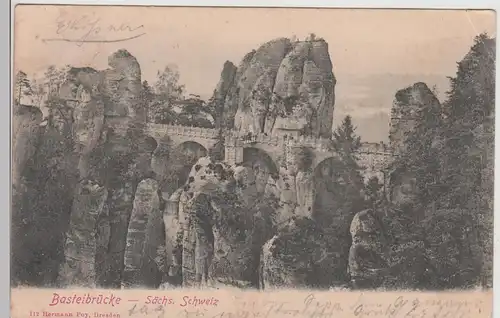 (115822) AK Sächsische Schweiz, Basteibrücke 1902