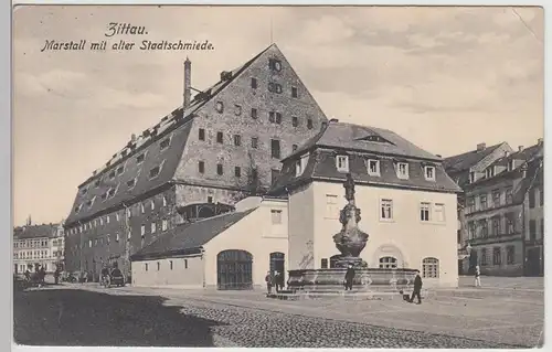 (115725) AK Zittau, Marstall mit alter Stadtschmiede 1913