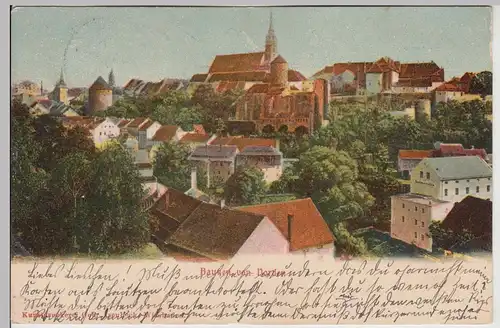 (115717) AK Bautzen, Panorama von Norden um 1900, gel. 1913