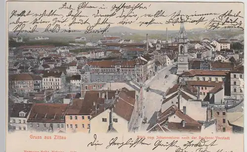 (115627) AK Gruss aus Zittau, Blick vom Johannesturm n. Bautzner Vorstadt 1906