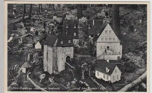 (115421) AK Oederan, Klein-Erzgebirge im Stadtwald, Schloss Scharfenstein 1937