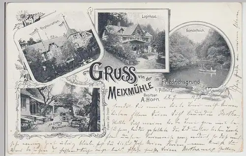 (115199) AK Friedrichsgrund b. Pillnitz, Gruss von der Meixmühle 1899