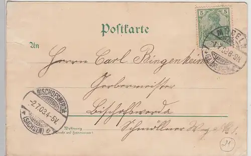 (115044) Künstler AK Gruß aus Mügeln, Sachsen, Schule, Albertstraße 1903