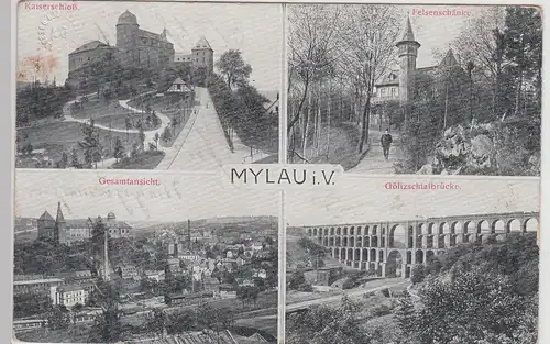(114750) AK Mylau i.V., Mehrbildkarte 1915