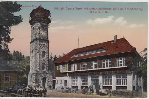 (114067) AK Scheibenberg, Erzgebirge, Königin Carola Turm, Unterkunftshaus 1925