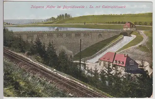 (114060) AK Talsperre Malter, Dippoldiswalde, Elektrizitätswerk, Gleis, vor 1945