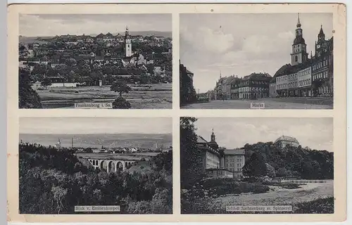 (113898) AK Frankenberg, Sachsen, Spinnerei, Viadukt, Markt 1935