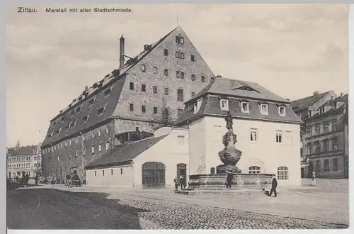 (113689) AK Zittau, Marstall, alte Stadtschmiede, Brunnen, vor 1945