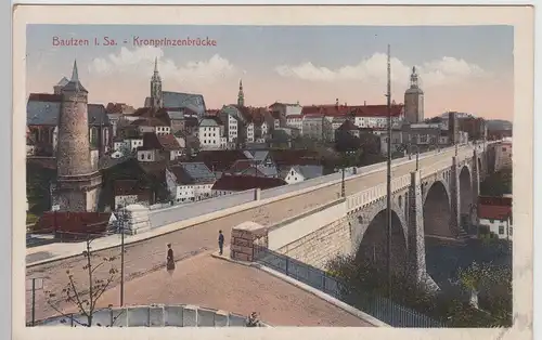 (113090) AK Bautzen, Kronprinzenbrücke 1919