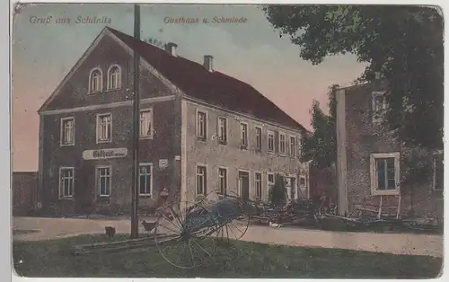 (113009) AK Gruss aus Schänitz, Gasthaus u. Schmiede um 1910