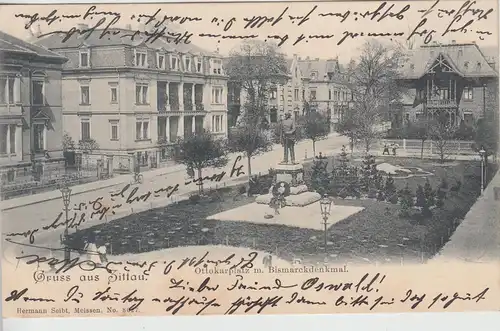 (112720) AK Gruß aus Zittau, Ottokarplatz, Bismarckdenkmal 1904