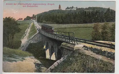 (112510) AK Augustusburg, Erzgebirge, Drahtseilbahn, Brücke, vor 1945