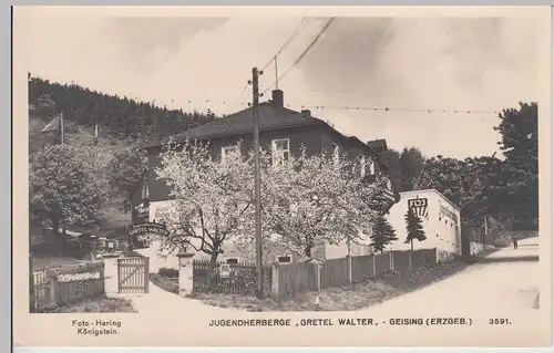 (112502) Foto AK Geising, Erzgebirge, Jugendherberge Gretel Walter, FDJ, ab 1946