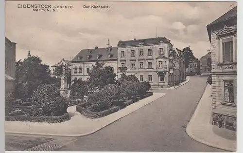 (112453) AK Eibenstock, Erzgebirge, Kirchplatz, Bahnpost 1914