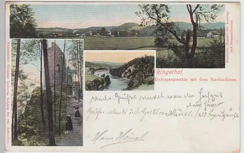 (112447) AK Ringethal, Mittweida, Zschopau, Raubschloss 1904