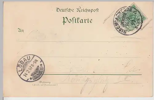 (112070) AK Gruß aus Bischofswerda, Waldvilla Butterburg, Hermann Stift 1897