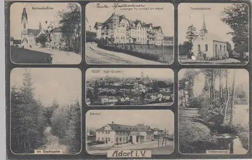 (111913) AK Adorf i.V., Mehrbildkarte m. Bahnhof, Heilstätte 1920