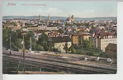 (111892) AK Zittau, Sachsen, Blick vom Kummersberg, Schienen, Gleise 1925