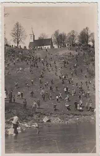 (111780) Foto AK Protschenberg, Bautzen, Eierschieben, Kapelle 1930er