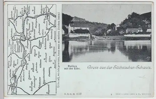 (111730) AK Gruß aus der Sächsischen Schweiz, Rathen, Elbe, bis um 1905