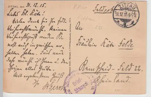 (111722) AK Zittau, Panorama, Feldpost 1915