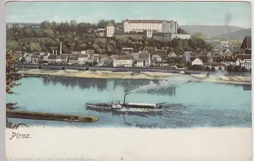 (111719) AK Pirna, Ort, Raddampfer, bis um 1905