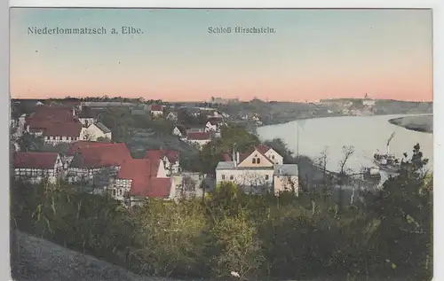 (111718) AK Niederlommatzsch, Diera-Zehren, Elbe, Blick nach Schloss Hirschstein