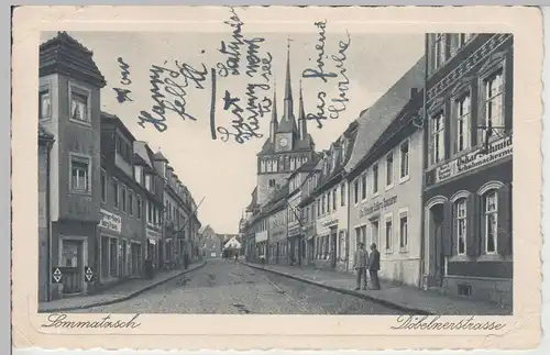 (111551) AK Lommatzsch, Döbelner Straße, Schuhmacher, Geschäfte, Wenzelskirche 1