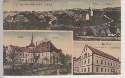 (111541) AK Gruß aus Wendishain, Hartha, Schule, Pfarre, Gasthof 1926