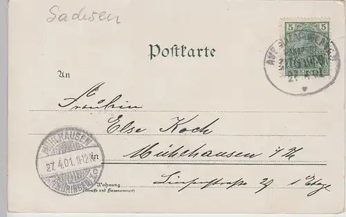 (111463) AK Schloss Hartenstein, Bahnpost 1901